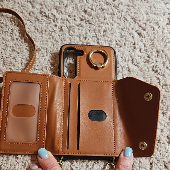 Brown Leather Phone Case with Ring Holder - Picture 2 of 5